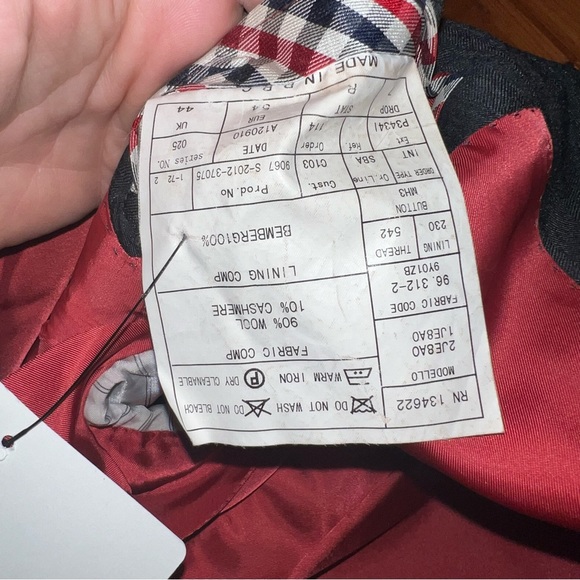 SuitSupply Sienna Charcoal tonal stripe VBC wool cashmere suit jacket 44r - Picture 8 of 11